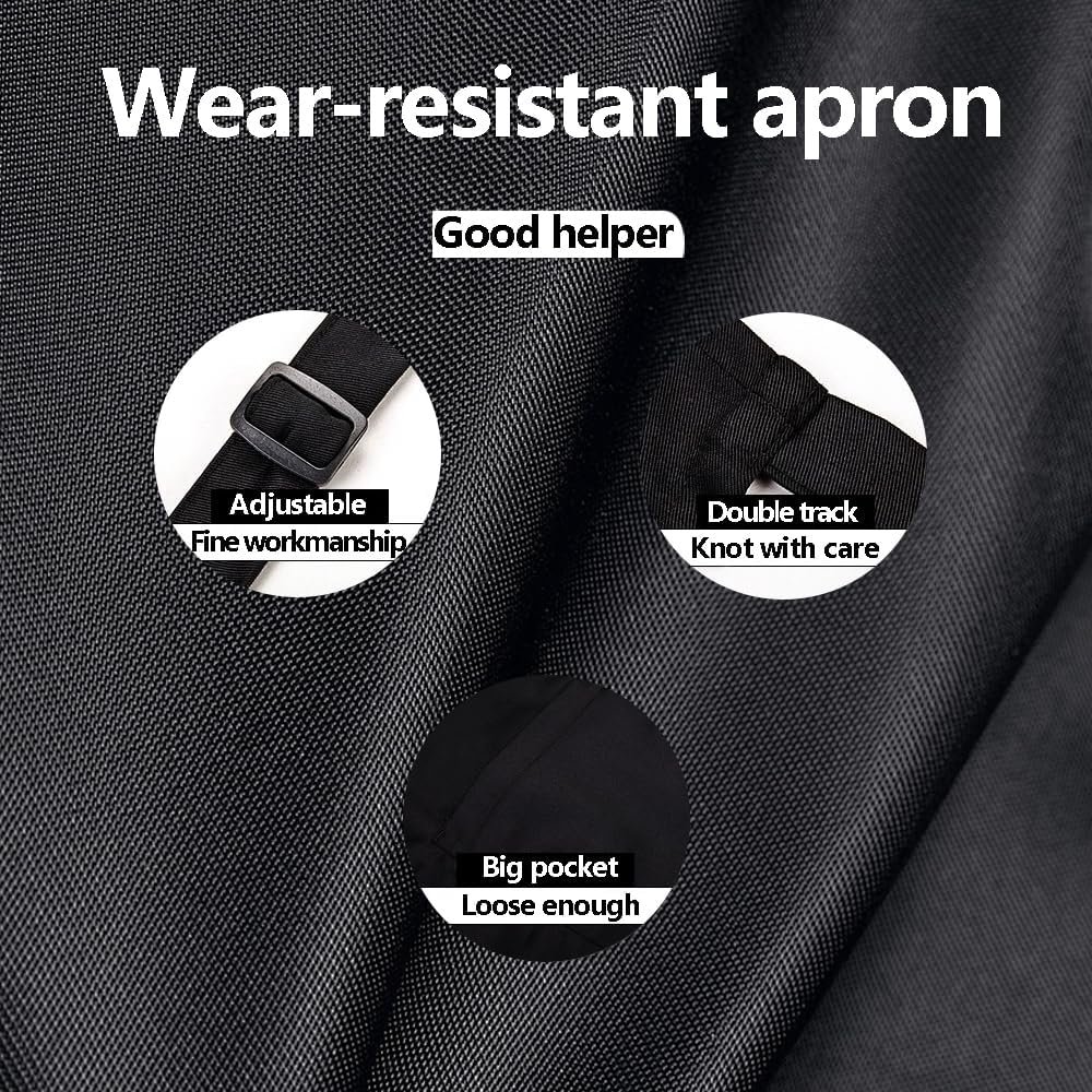 URED Adjustable Bib Aprons For Women With Pockets Black Chef Apron Thicken Long Aprons Cooking Apron For Men Gift - Image 3
