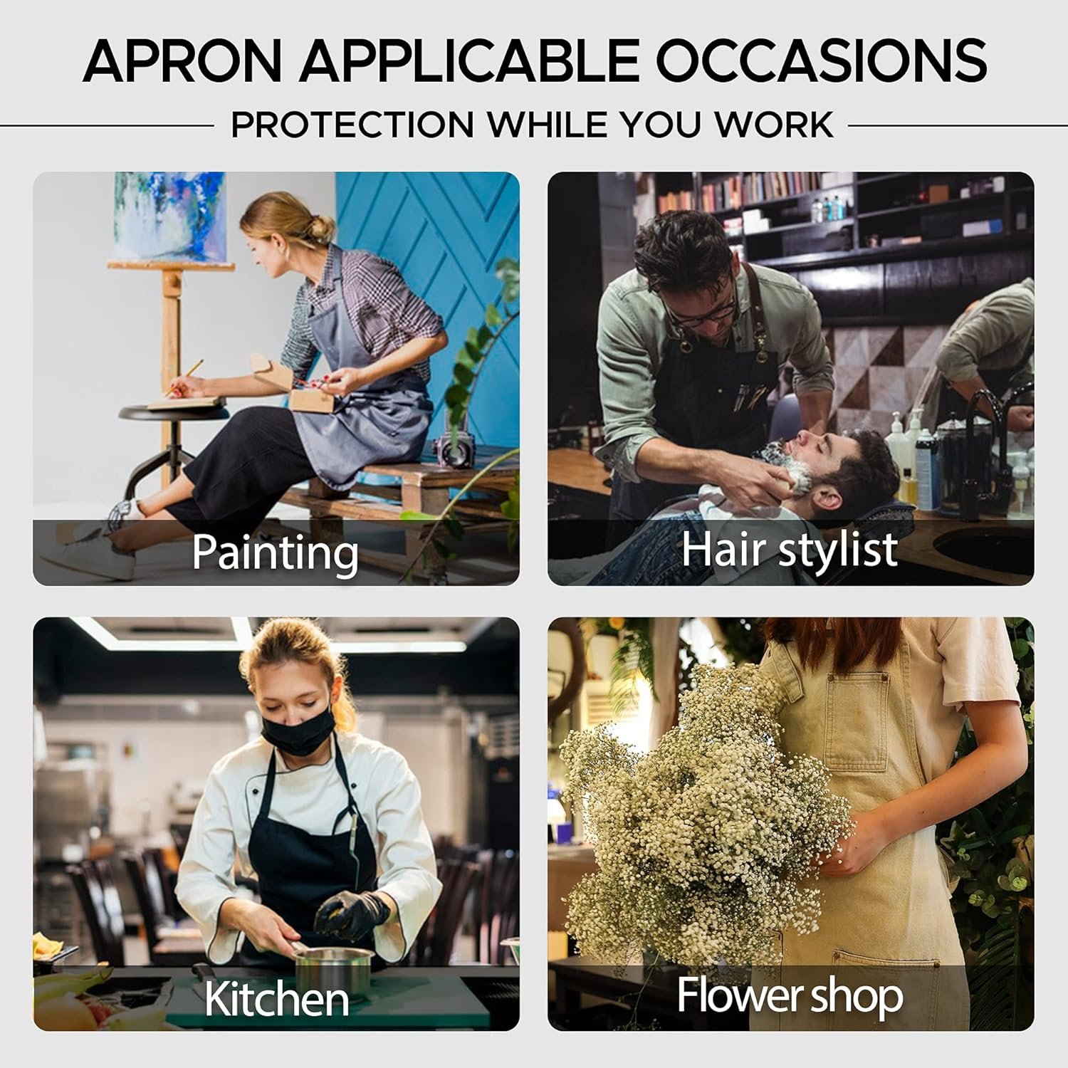 Denim Chef Apron for Women with Pockets, Jean Waitress Server Kitchen Apron for Men Cooking Gardening Painting - Image 7