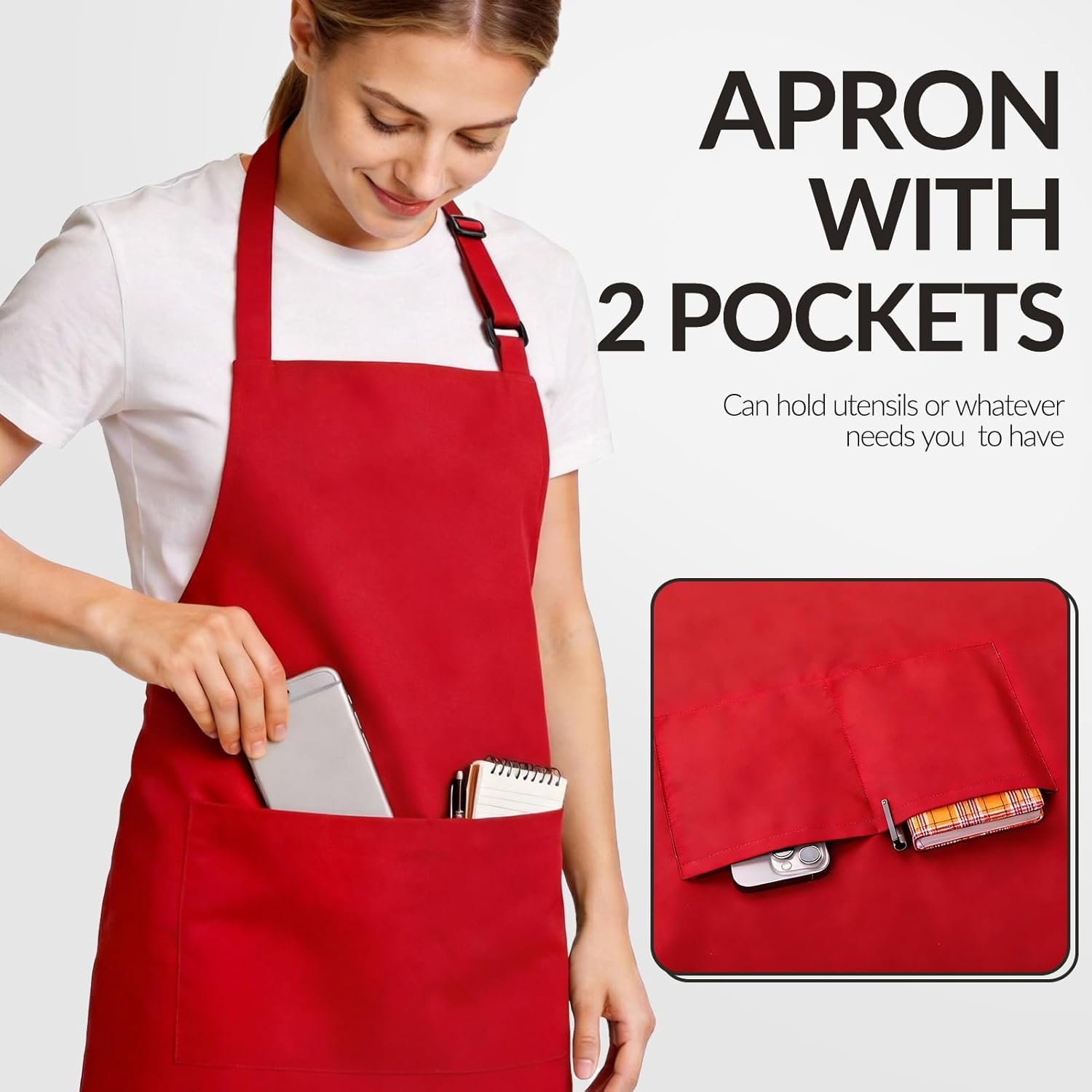 Large Chef Apron for Men and Women, Cooking Kitchen Aprons with 2 Large Pockets Water Oil Resistant - Image 4