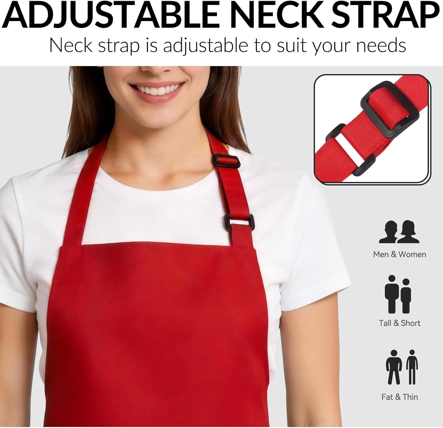 Large Chef Apron for Men and Women, Cooking Kitchen Aprons with 2 Large Pockets Water Oil Resistant - Image 5
