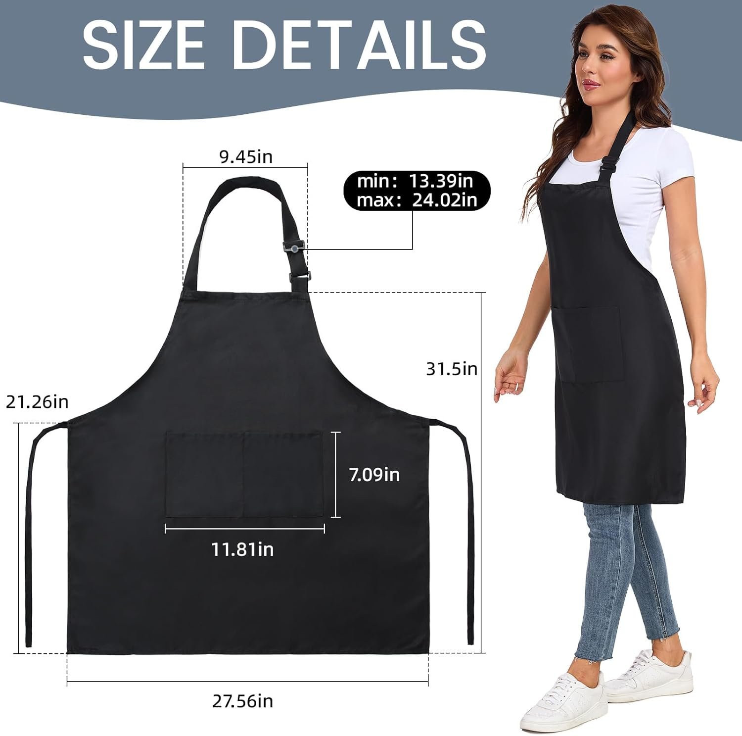 2 Pack adjustable apron with 2 pockets for men and women, waterproof and oil Resistant - Image 3