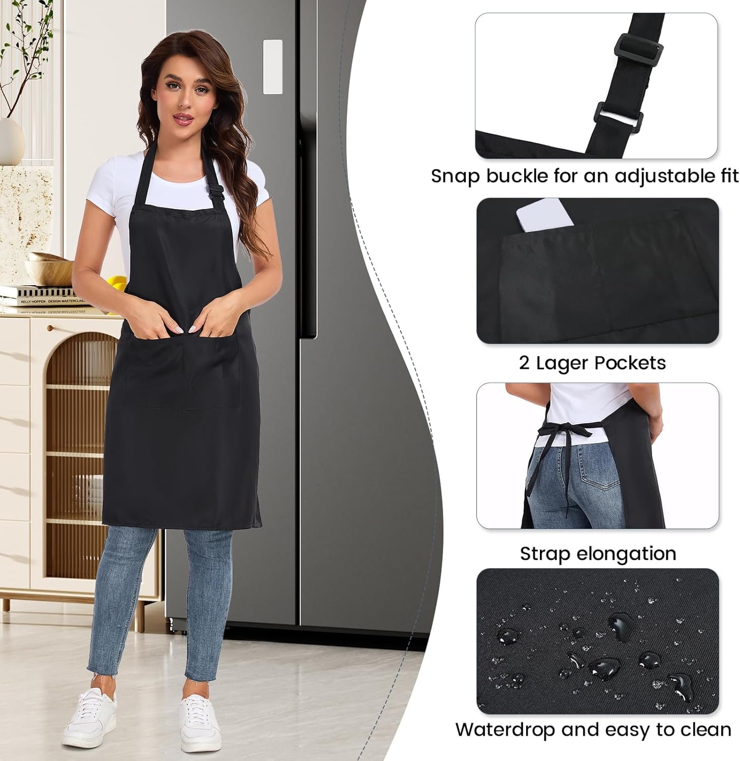 2 Pack adjustable apron with 2 pockets for men and women, waterproof and oil Resistant - Image 4