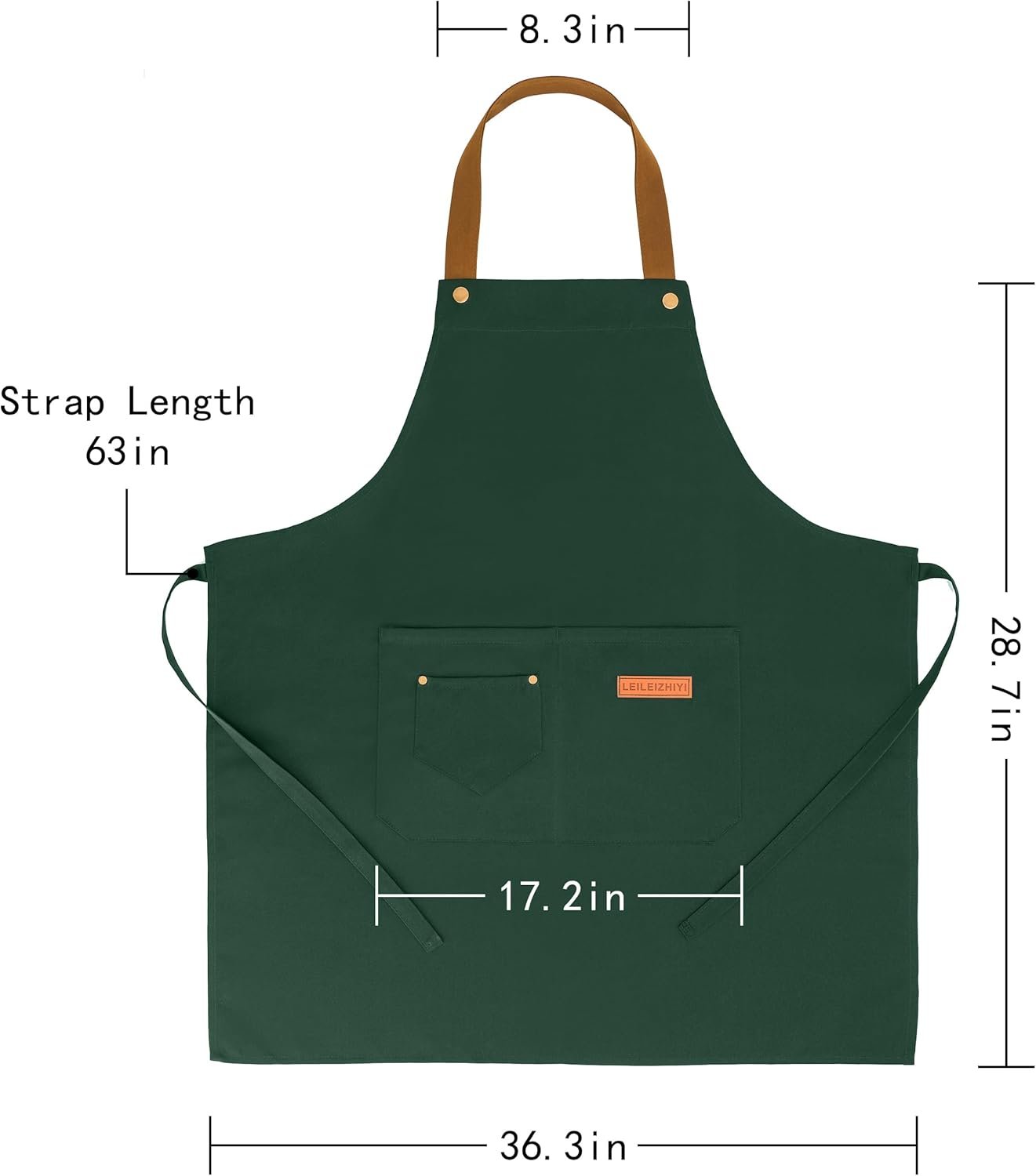 SAMTKA 3 Pack Chef Apron, Waterproof Apron, Adjustable Apron with 2 Pockets for Men Women, Apron for Cooking Baking Restaurant(Green) - Image 3