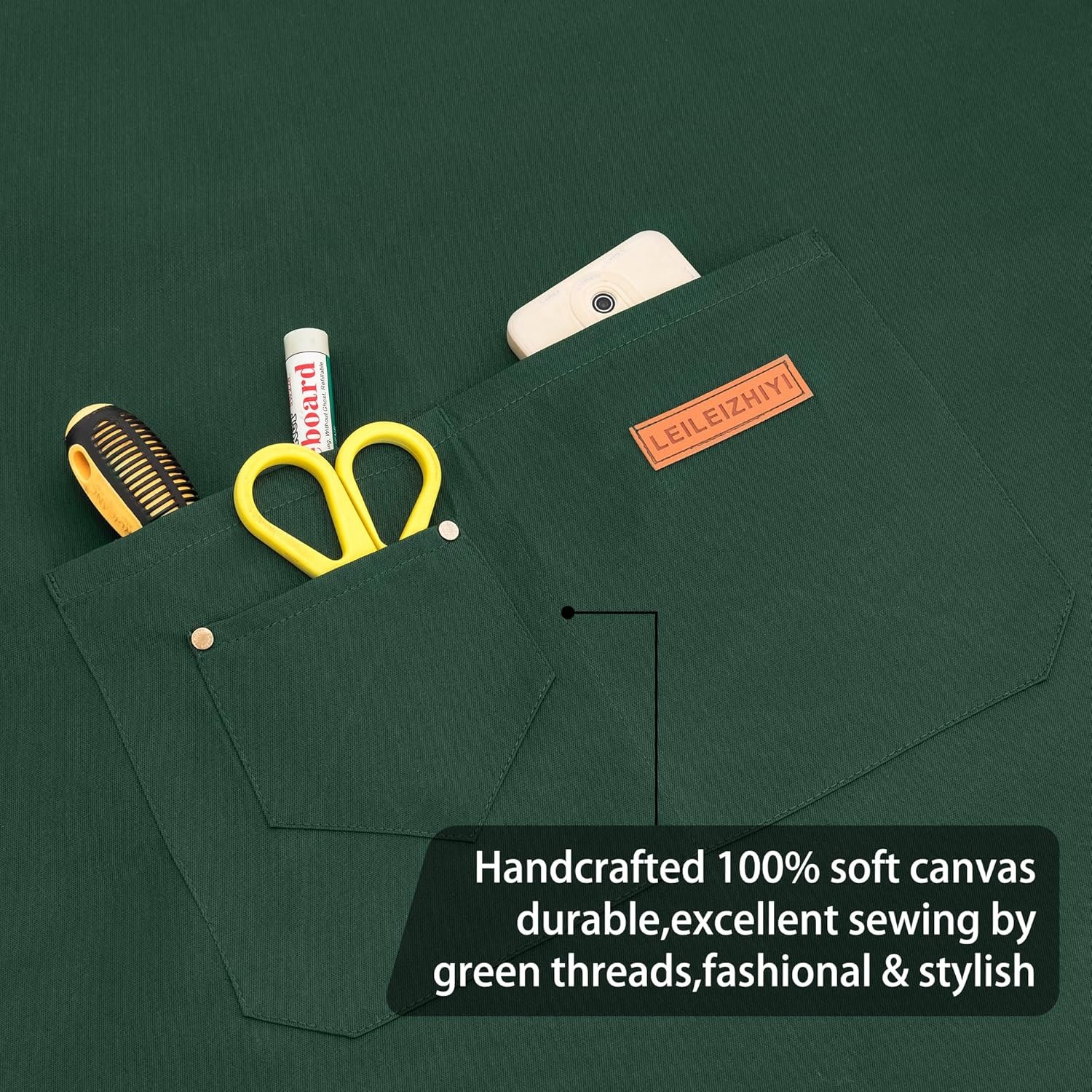 SAMTKA 3 Pack Chef Apron, Waterproof Apron, Adjustable Apron with 2 Pockets for Men Women, Apron for Cooking Baking Restaurant(Green) - Image 5