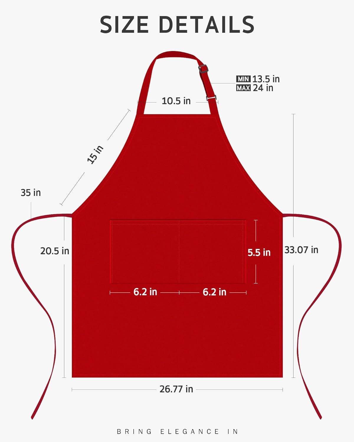 Syntus Chef Apron for Men Women Kitchen Cooking Apron with Pockets, Adjustable Bib Aprons Stain Resistant - Image 2