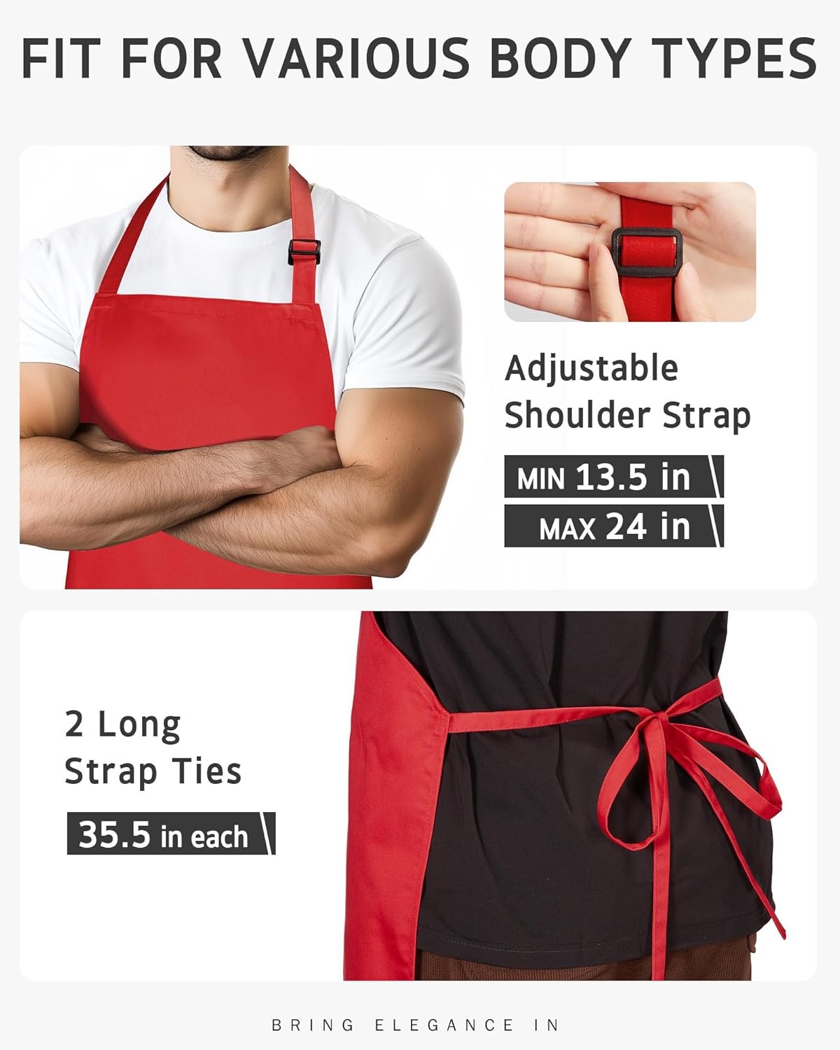 Syntus Chef Apron for Men Women Kitchen Cooking Apron with Pockets, Adjustable Bib Aprons Stain Resistant - Image 4