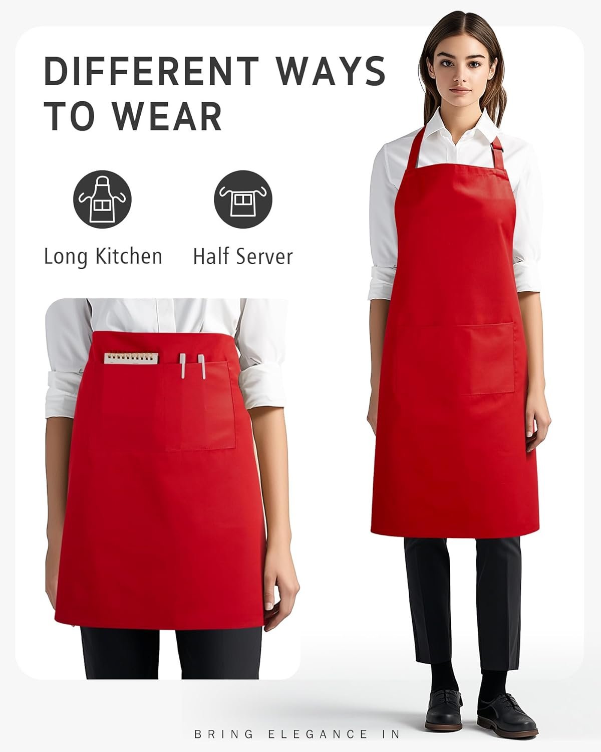 Syntus Chef Apron for Men Women Kitchen Cooking Apron with Pockets, Adjustable Bib Aprons Stain Resistant - Image 5