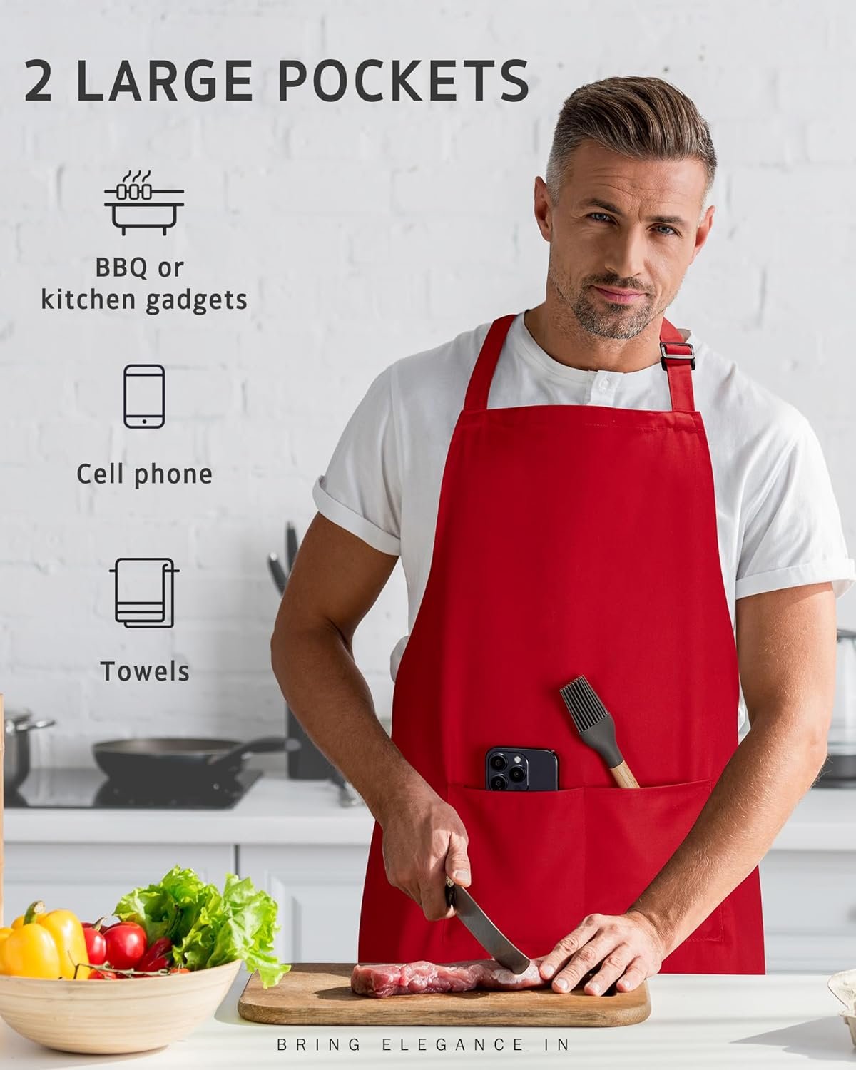 Syntus Chef Apron for Men Women Kitchen Cooking Apron with Pockets, Adjustable Bib Aprons Stain Resistant - Image 7