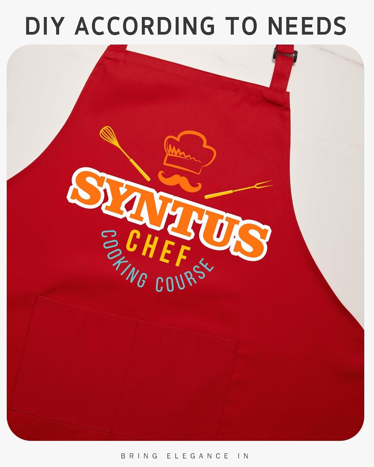 Syntus Chef Apron for Men Women Kitchen Cooking Apron with Pockets, Adjustable Bib Aprons Stain Resistant - Image 8