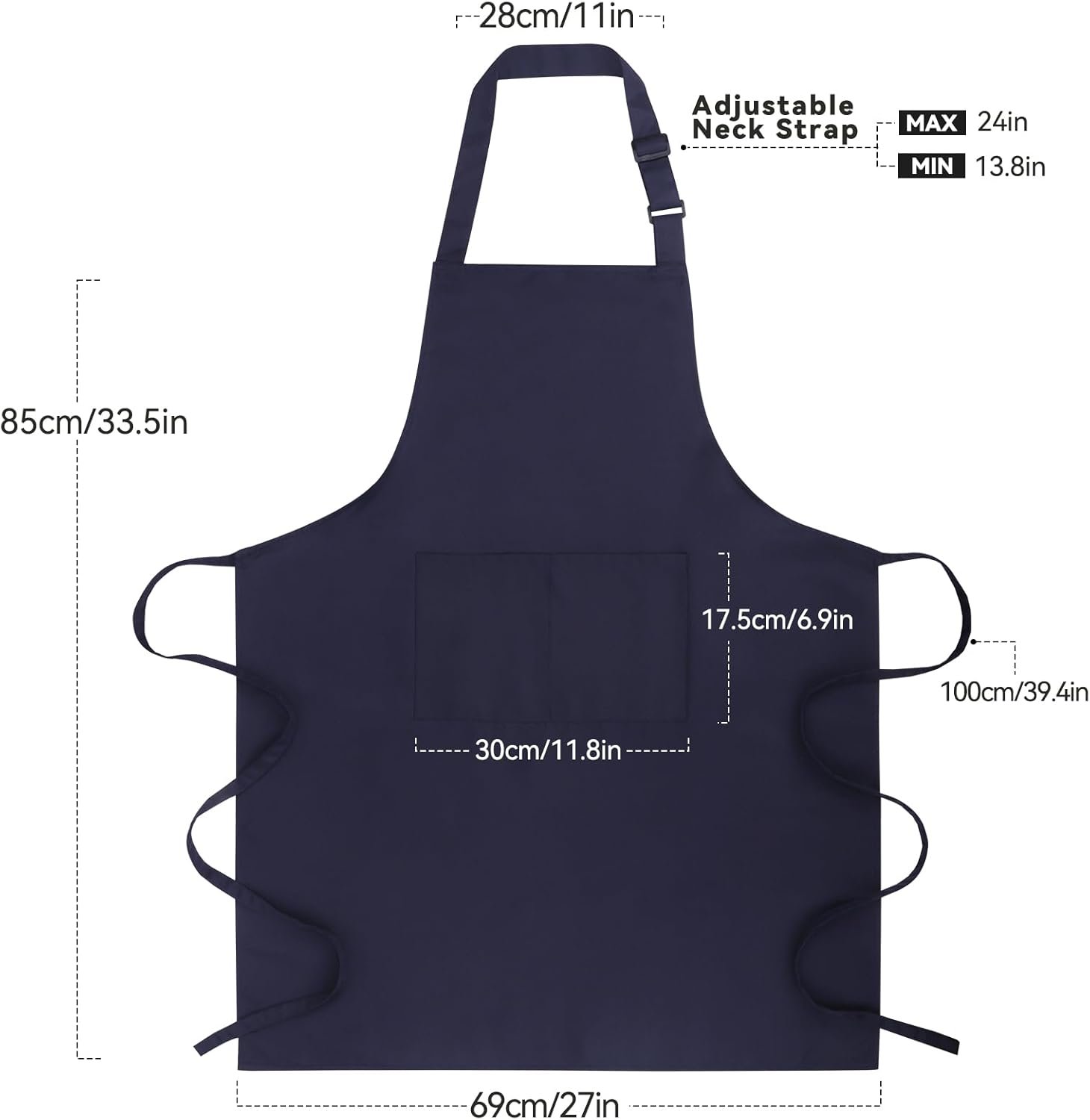 Large Chef Apron for Men and Women, Cooking Kitchen Aprons with 2 Large Pockets Water Oil Resistant - Image 2