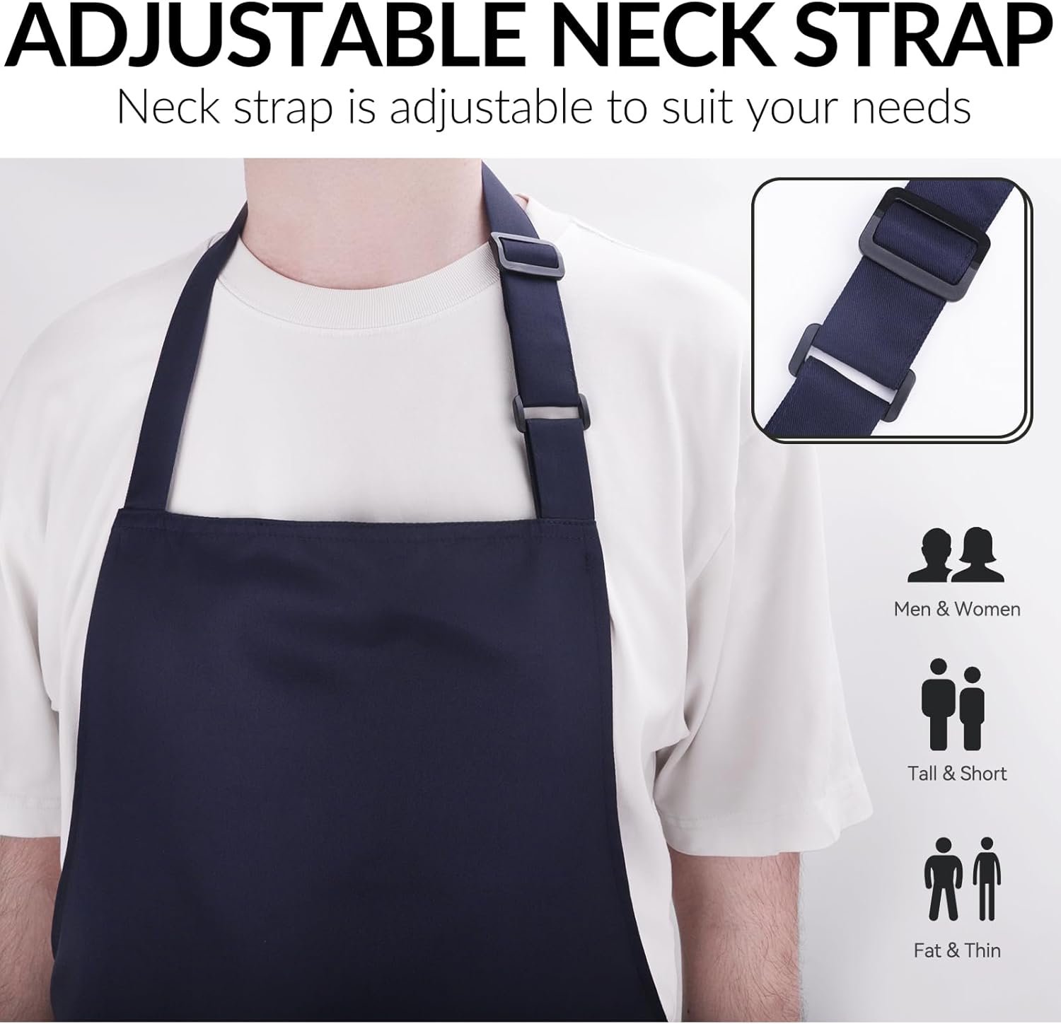 Large Chef Apron for Men and Women, Cooking Kitchen Aprons with 2 Large Pockets Water Oil Resistant - Image 4