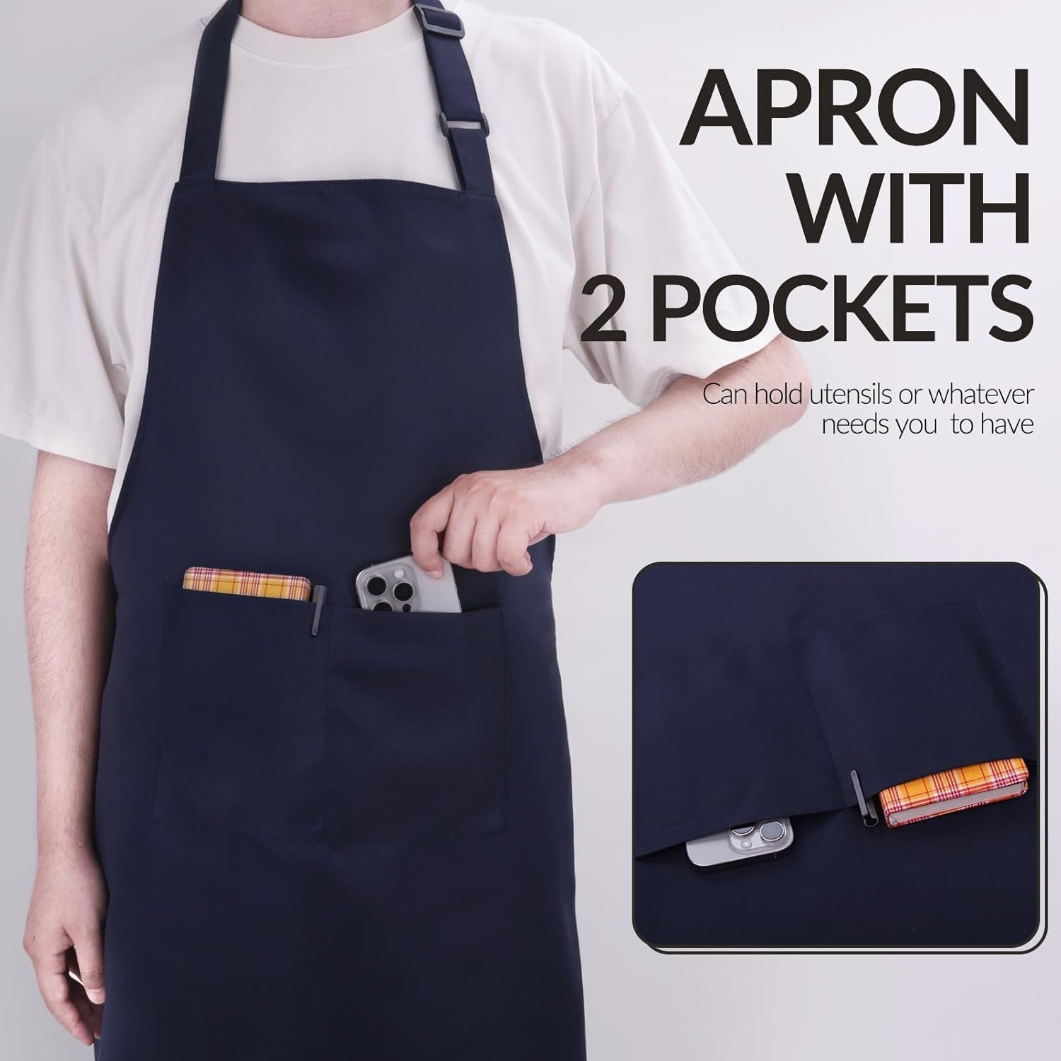 Large Chef Apron for Men and Women, Cooking Kitchen Aprons with 2 Large Pockets Water Oil Resistant - Image 5