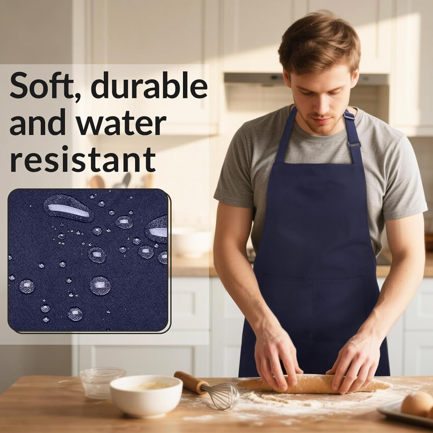 Large Chef Apron for Men and Women, Cooking Kitchen Aprons with 2 Large Pockets Water Oil Resistant - Image 6