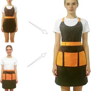 Server Aprons For Women Men With 3 Pockets, 2pc Set, Waterproof Apron For Kitchen Cooking Waitress Gardening Art Work