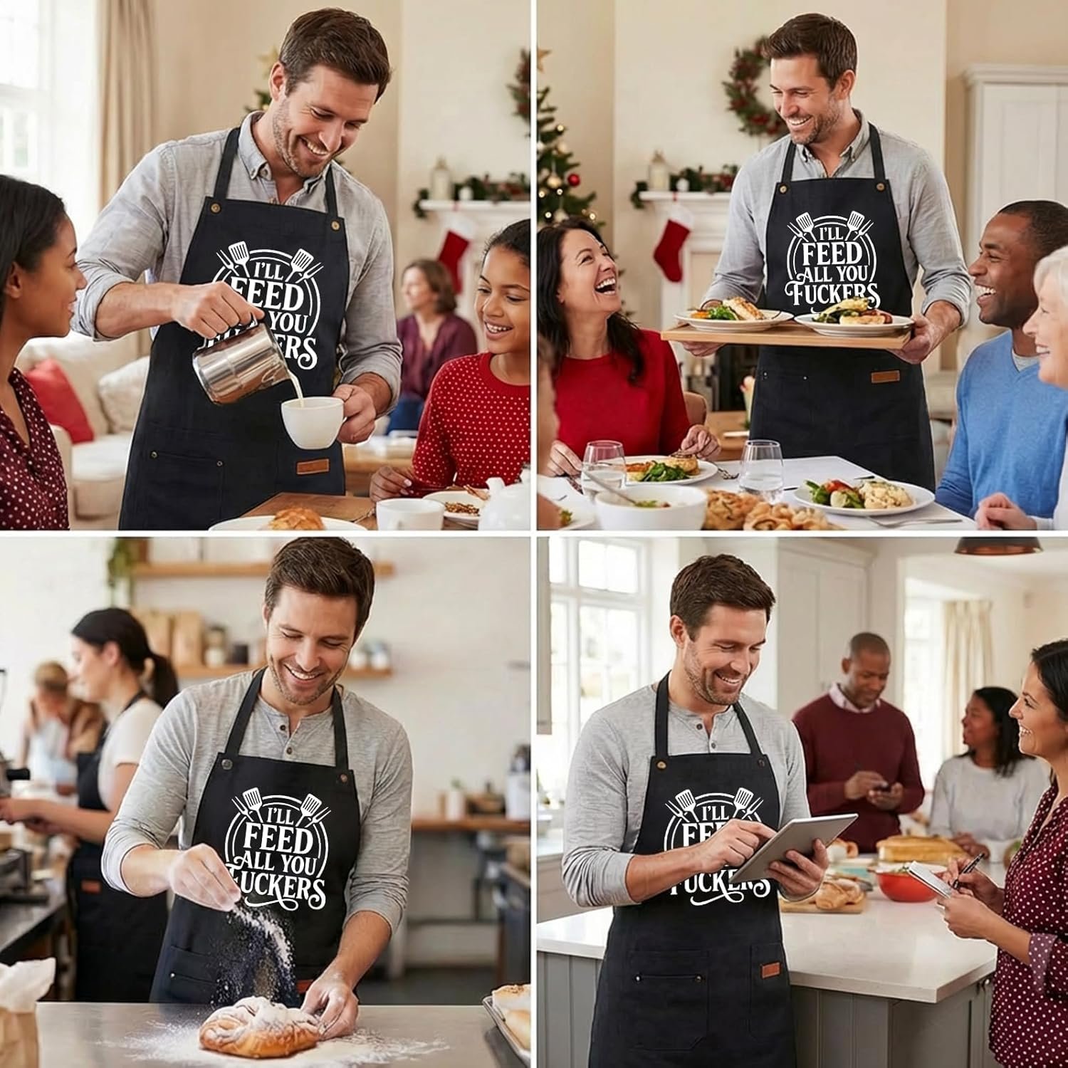 INNORU I'll Feed All You Fuckers Sign Apron with Pockets, Funny Cooking Baking Barbecue Apron Adjustable, Oilproof Ideal Kitchen Supplies - Image 8