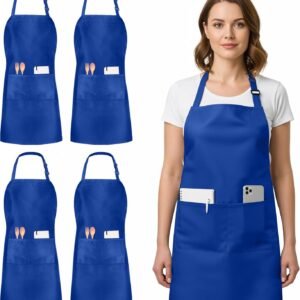 Utopia Kitchen 4 Pack Bib Apron Adjustable with 2 Pockets, Water and Oil Resistant, Cooking Kitchen Chef Apron for Women Men