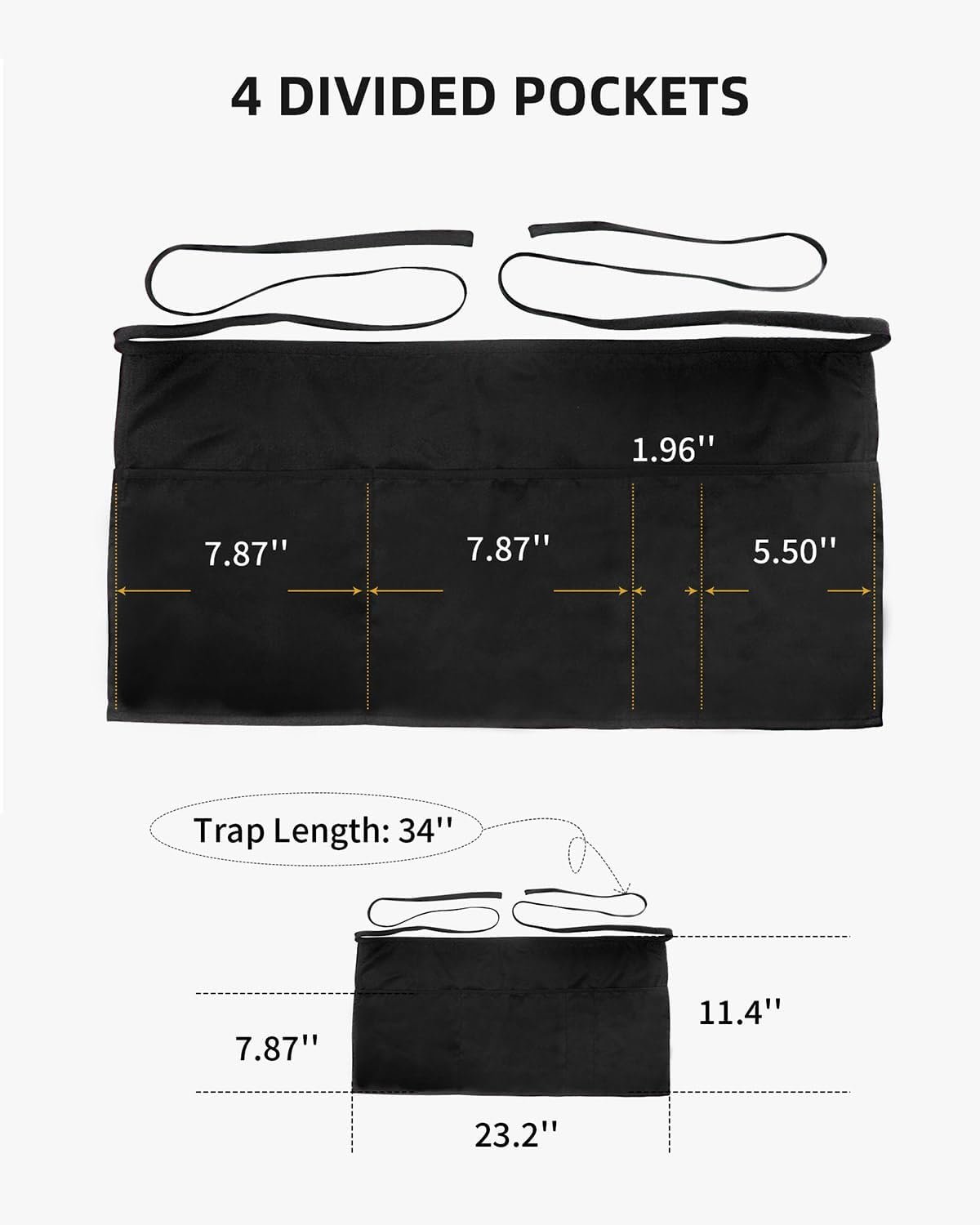 Xeoxarel Aprons with 4 Pockets (Available in 3 Pack / 7 Pack) 23.5'' X 11.5'' - Image 5