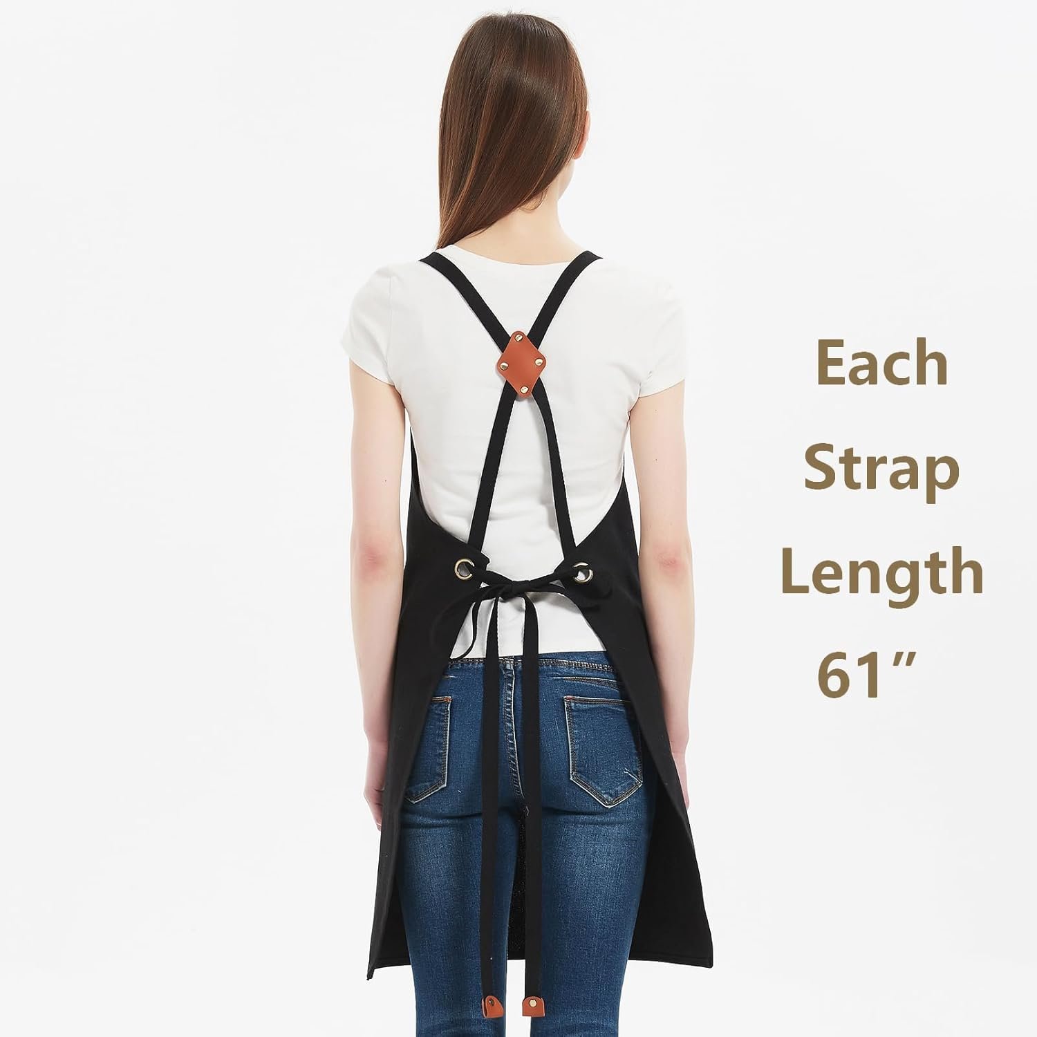 AFUN Chef Aprons for Women Men with Oversized Pockets, 12-Ounce Cotton Canvas Cross Back Water Repellent Apron (Black) - Image 3