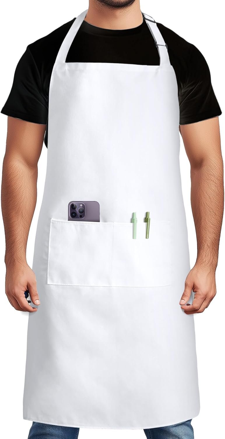 Syntus Chef Apron for Men Women Kitchen Cooking Apron with Pockets, Adjustable Bib Aprons Stain Resistant