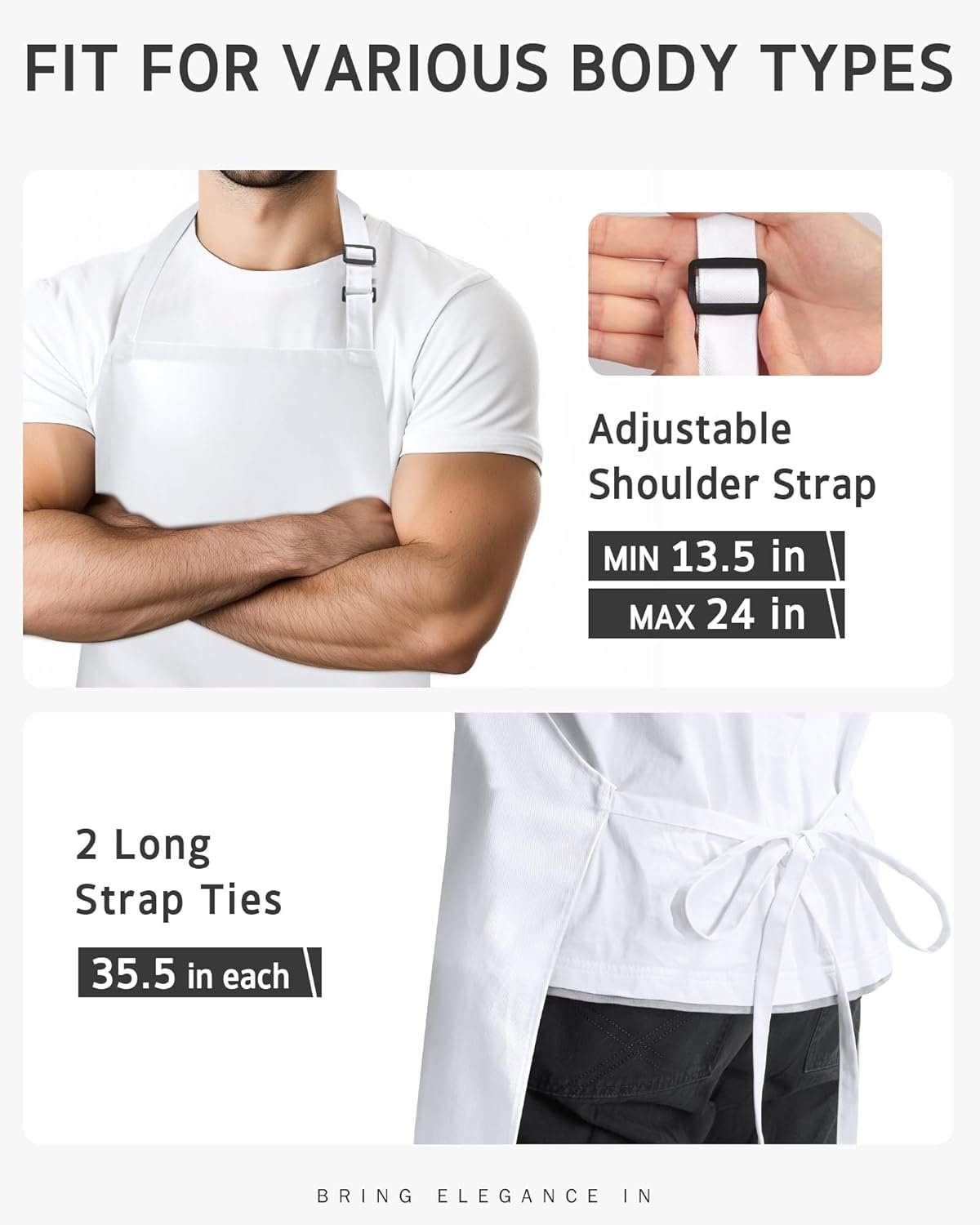 Syntus Chef Apron for Men Women Kitchen Cooking Apron with Pockets, Adjustable Bib Aprons Stain Resistant - Image 3