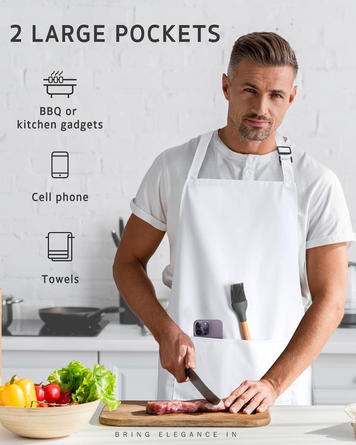 Syntus Chef Apron for Men Women Kitchen Cooking Apron with Pockets, Adjustable Bib Aprons Stain Resistant - Image 5