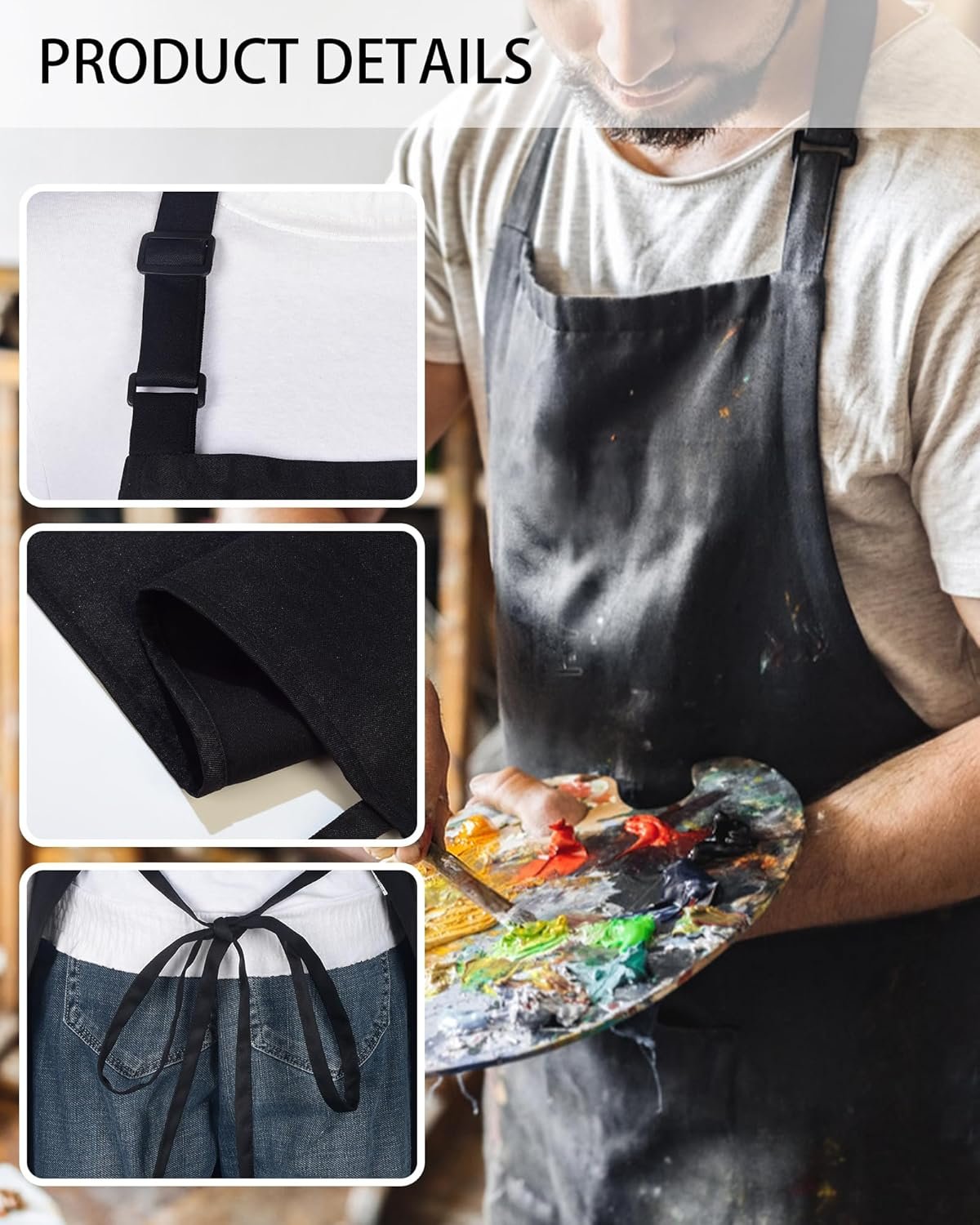 Xeoxarel Chef Apron for Men and Women, 31" x 27" Large with 36" Waist Ties, 2 Pockets, Kitchen Cooking Aprons - Image 4