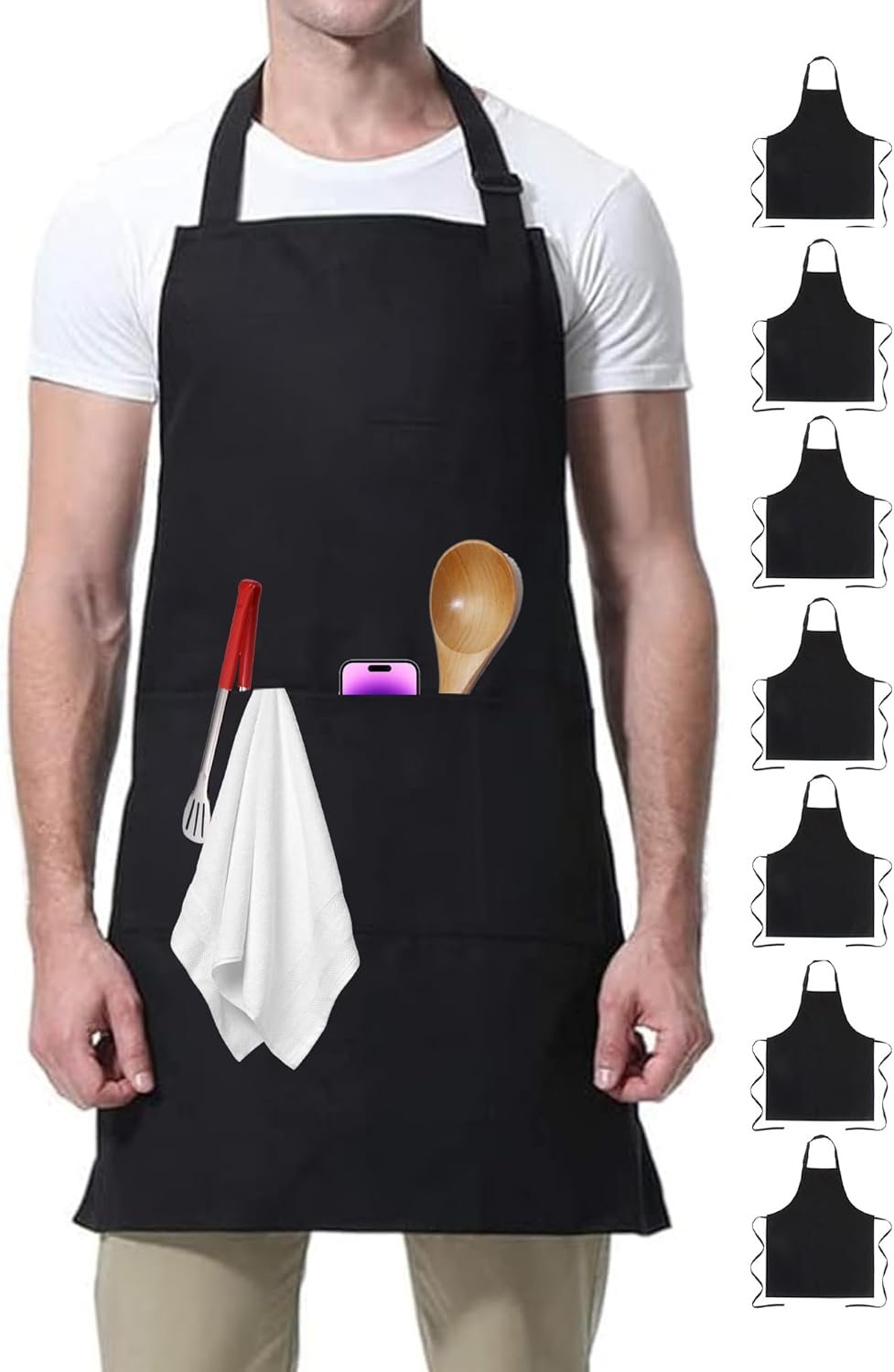 Xeoxarel Chef Apron for Men and Women, 31" x 27" Large with 36" Waist Ties, 2 Pockets, Kitchen Cooking Aprons - Image 5