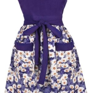 Cute Floral Aprons for Women with Pockets,Cotton Adjustable Neck Strap Apron for Kitchen Cooking Baking Gardening