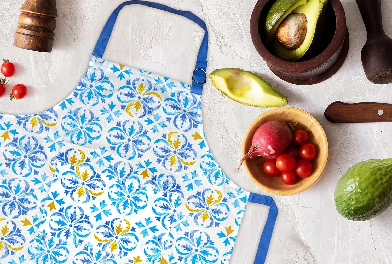 100% Cotton Kitchen Printed Apron with Pocket and Adjustable Neck with Long Ties Apron 25" X 31" for Women Men Chef Cooking, Baking, Gardening. - Image 4