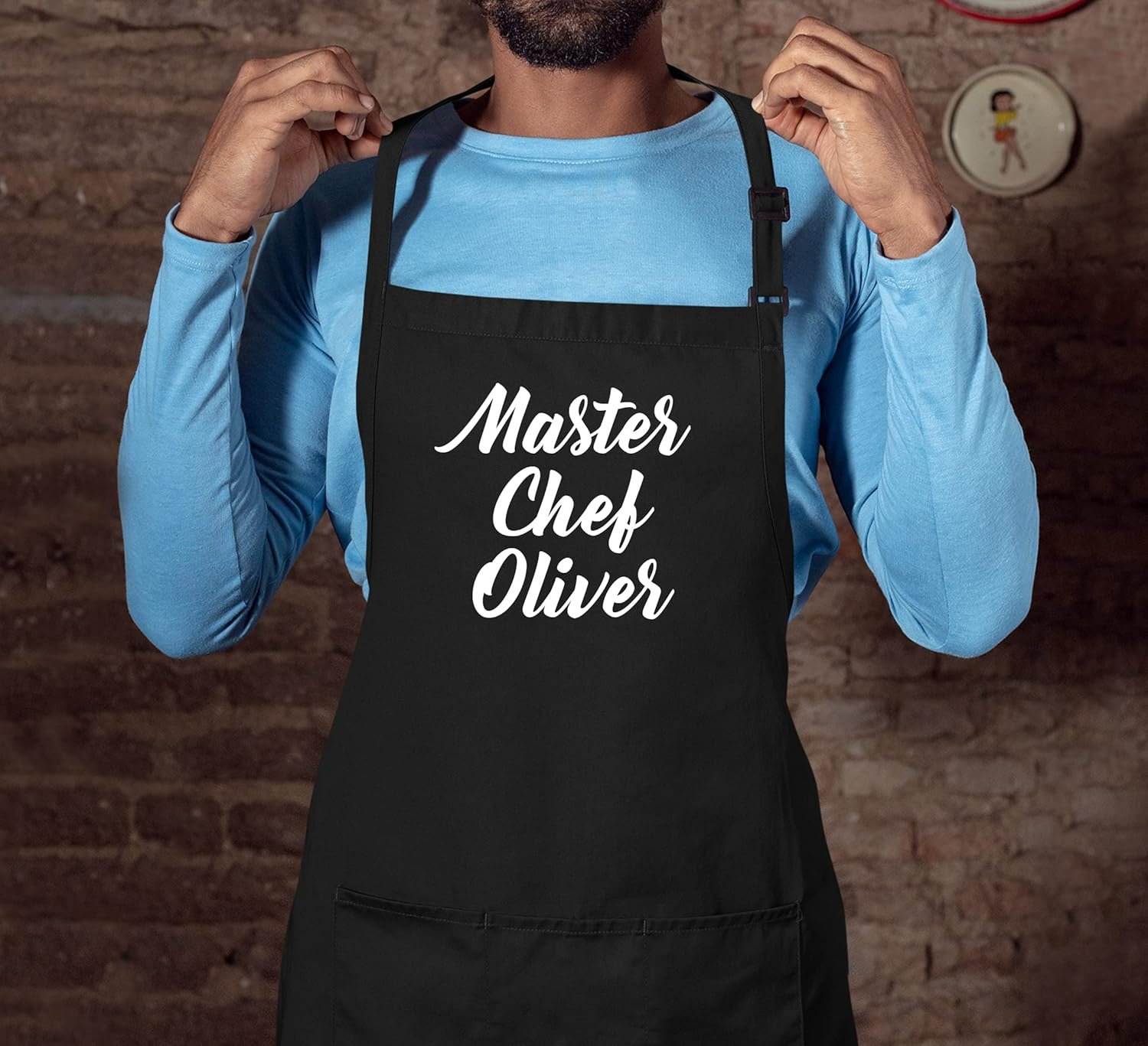 TEEAMORE Custom Aprons for Women Men Add Your Text Personalized Chef Kitchen Apron - Image 3