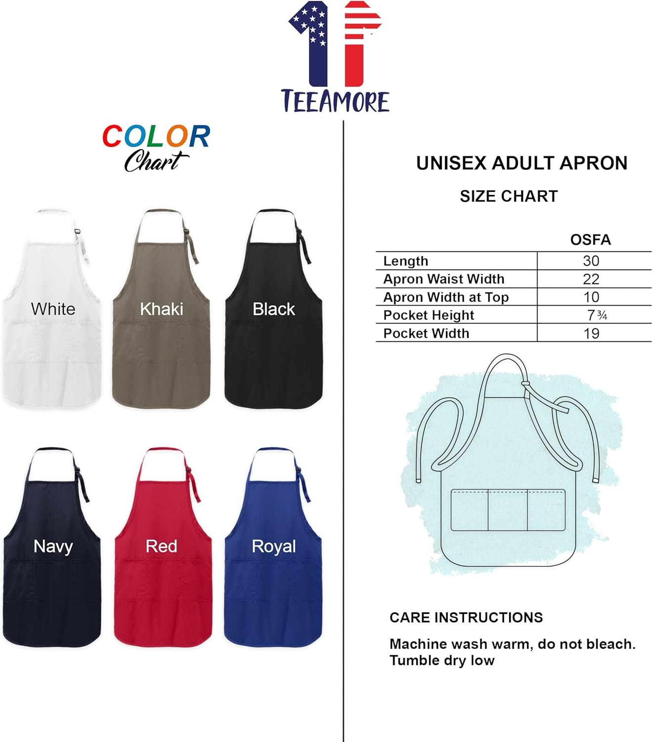 TEEAMORE Custom Aprons for Women Men Add Your Text Personalized Chef Kitchen Apron - Image 5