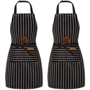 BeLuyi 2 Pack Adjustable Bib Apron with 2 Pockets Chef Cooking Kitchen Restaurant Aprons for Women Men