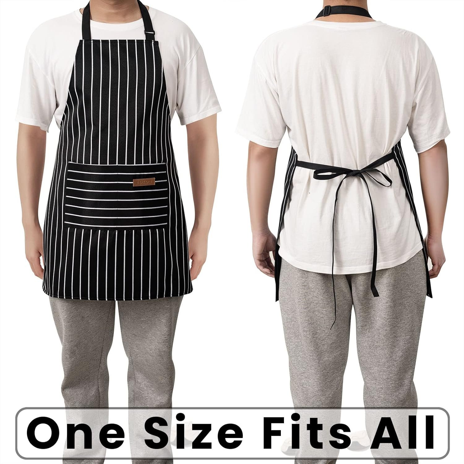 BeLuyi 2 Pack Adjustable Bib Apron with 2 Pockets Chef Cooking Kitchen Restaurant Aprons for Women Men - Image 5