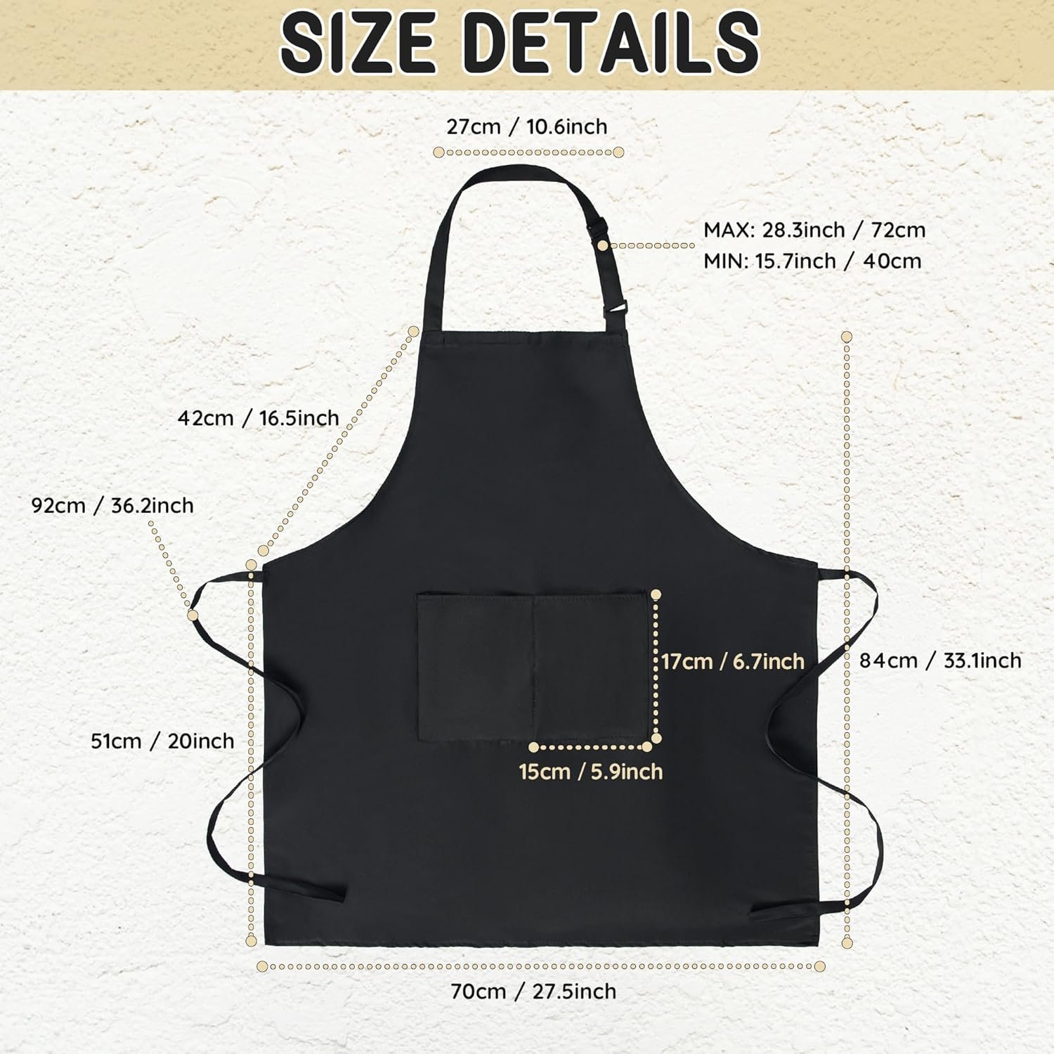 Chef Apron for Men and Women Wash Free Bib Apron with 2 Pockets Water & Oil Proof Adjustable Aprons - Image 4