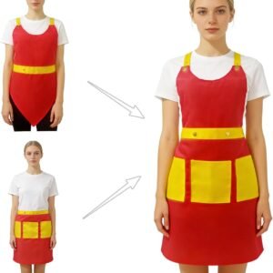 Server Aprons For Women Men With 3 Pockets, 2pc Set, Waterproof Apron For Kitchen Cooking Waitress Gardening Art Work