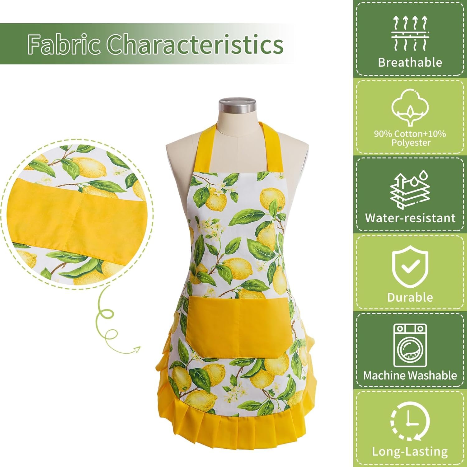 Vintage Floral Apron for Women with Functional Pockets Adjustable Neck Strap for Cooking Baking Mother's Gift - Image 5
