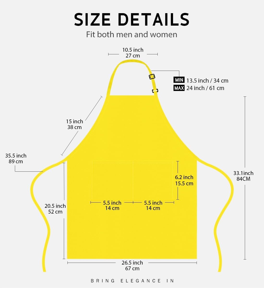 Syntus Apron for Men Women, Adjustable Cooking Kitchen Chef Aprons with 2 Pockets - Image 2
