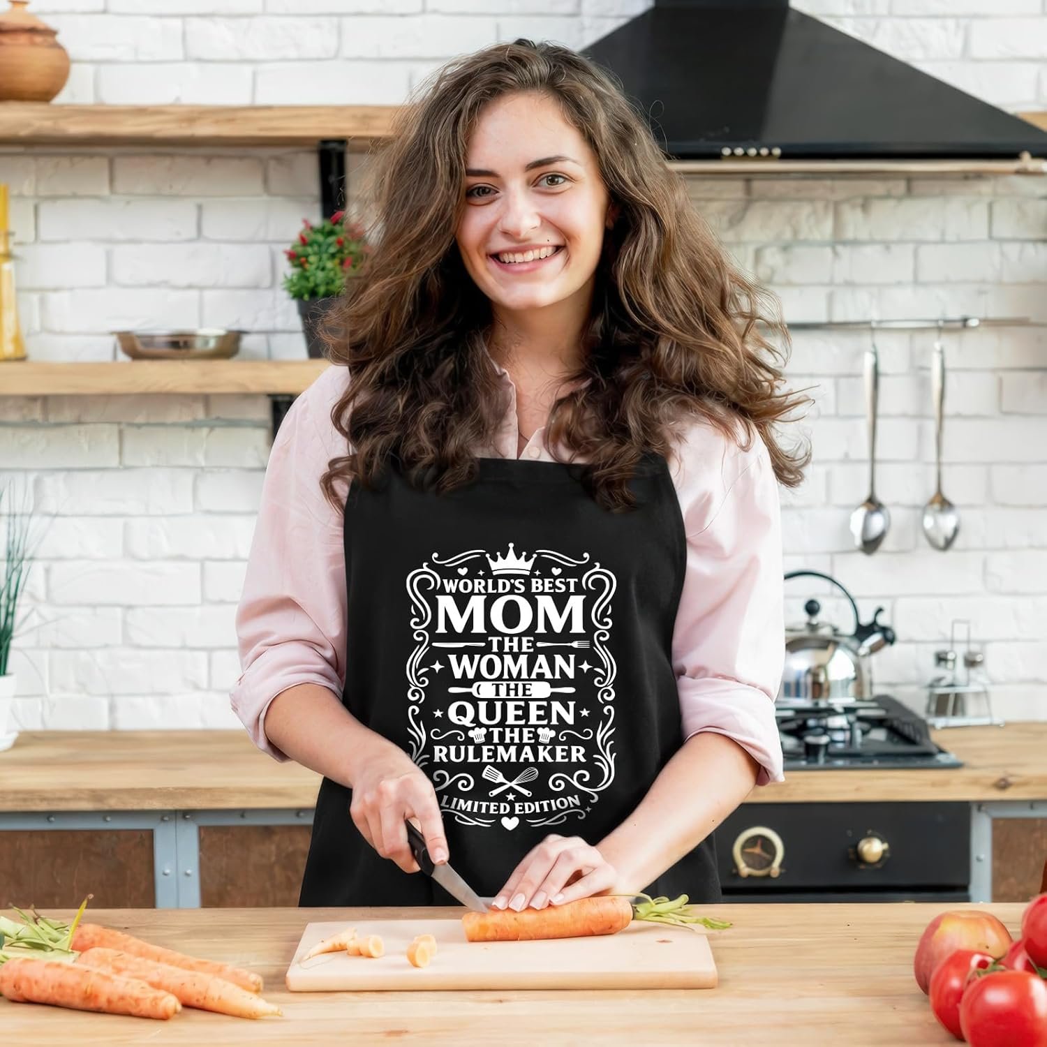Funny Aprons for Women, Mothers Day Apron Gift for Mom, Kitchen Cooking Apron with 2 Pockets, Cute Baking Apron for Bakers, Birthday Gift for Mother Wife Stepmom - Image 5