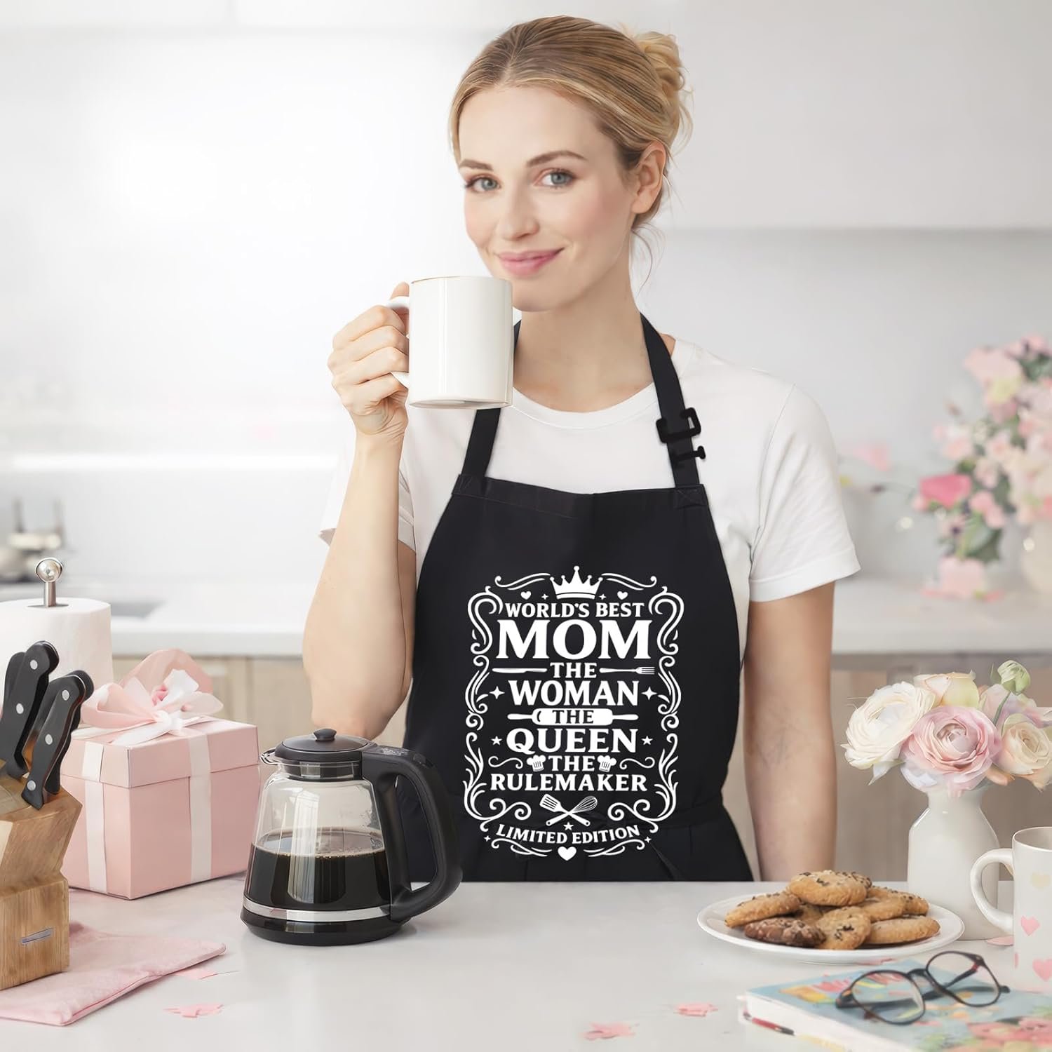 Funny Aprons for Women, Mothers Day Apron Gift for Mom, Kitchen Cooking Apron with 2 Pockets, Cute Baking Apron for Bakers, Birthday Gift for Mother Wife Stepmom - Image 6