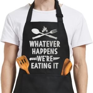 SANDJEST Funny Mens Aprons with Pockets for BBQ Grilling Cooking Grandpa Husband Apron for Birthday Christmas Father's Day