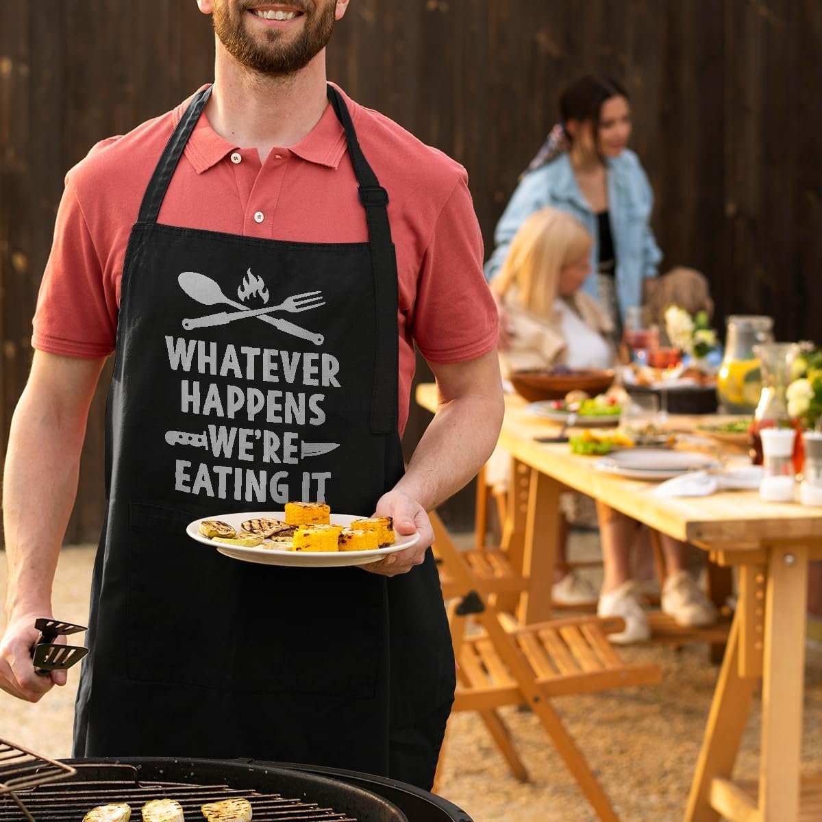 SANDJEST Funny Mens Aprons with Pockets for BBQ Grilling Cooking Grandpa Husband Apron for Birthday Christmas Father's Day - Image 3