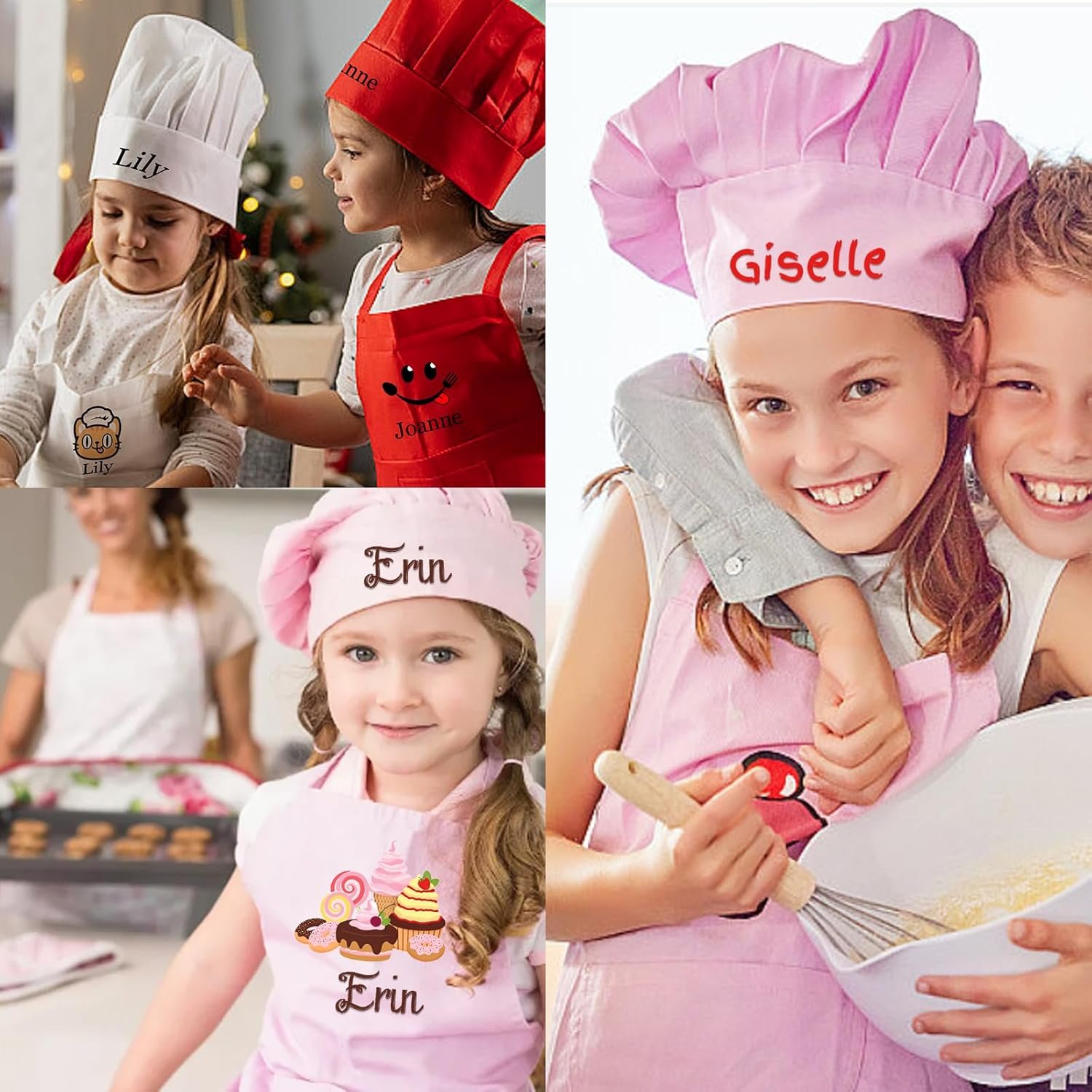 Custom Kids Apron and Chef Hat Personalized Kids Apron Name Cooking Baking Kitchen Painting Boys Girls Gift - Image 5