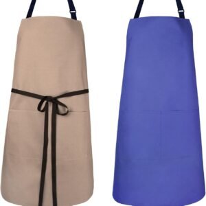 2 Pack Kitchen Aprons, Waterproof and Oil Resistant with 2 Pockets, Adjustable Neck Strap for Both Men and Women, Chef Apron