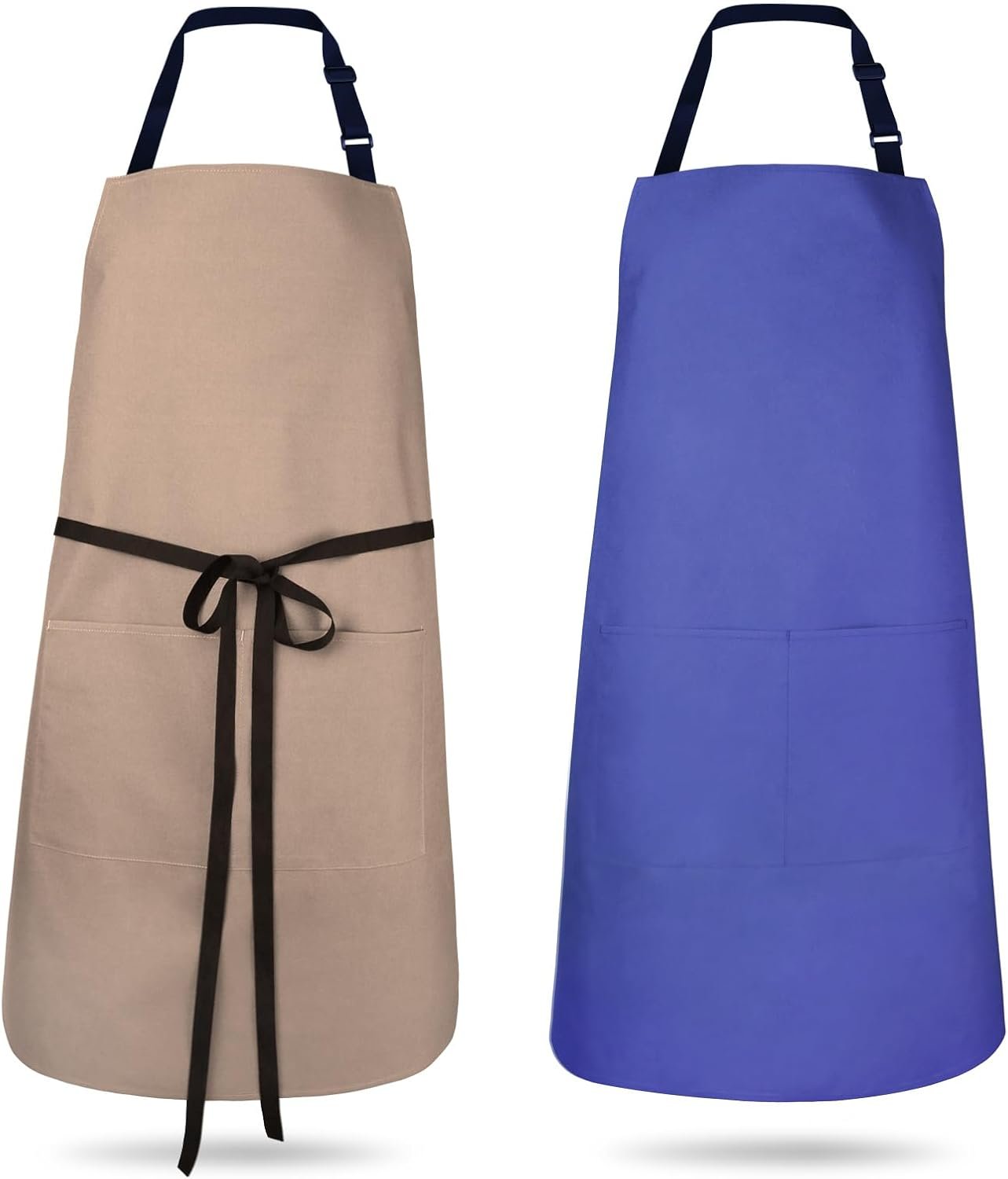 2 Pack Kitchen Aprons, Waterproof and Oil Resistant with 2 Pockets, Adjustable Neck Strap for Both Men and Women, Chef Apron