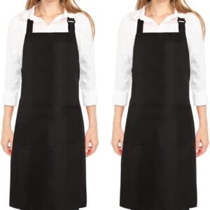 2 Pack Kitchen Cooking Aprons, Adjustable Bib Soft Chef Apron with 2 Pockets for Men Women