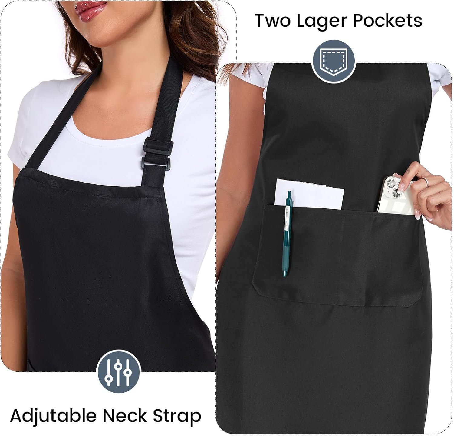 2 Pack adjustable apron with 2 pockets for men and women, waterproof and oil Resistant - Image 2