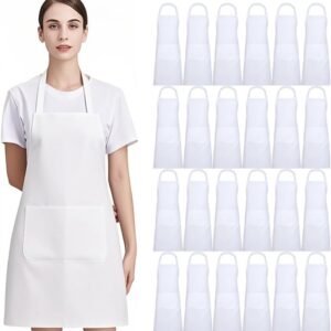 2/8/12/24 PCS White Aprons with Pockets: Unisex Apron Bulk with Extra Long Ties for Cooking Baking Crafting
