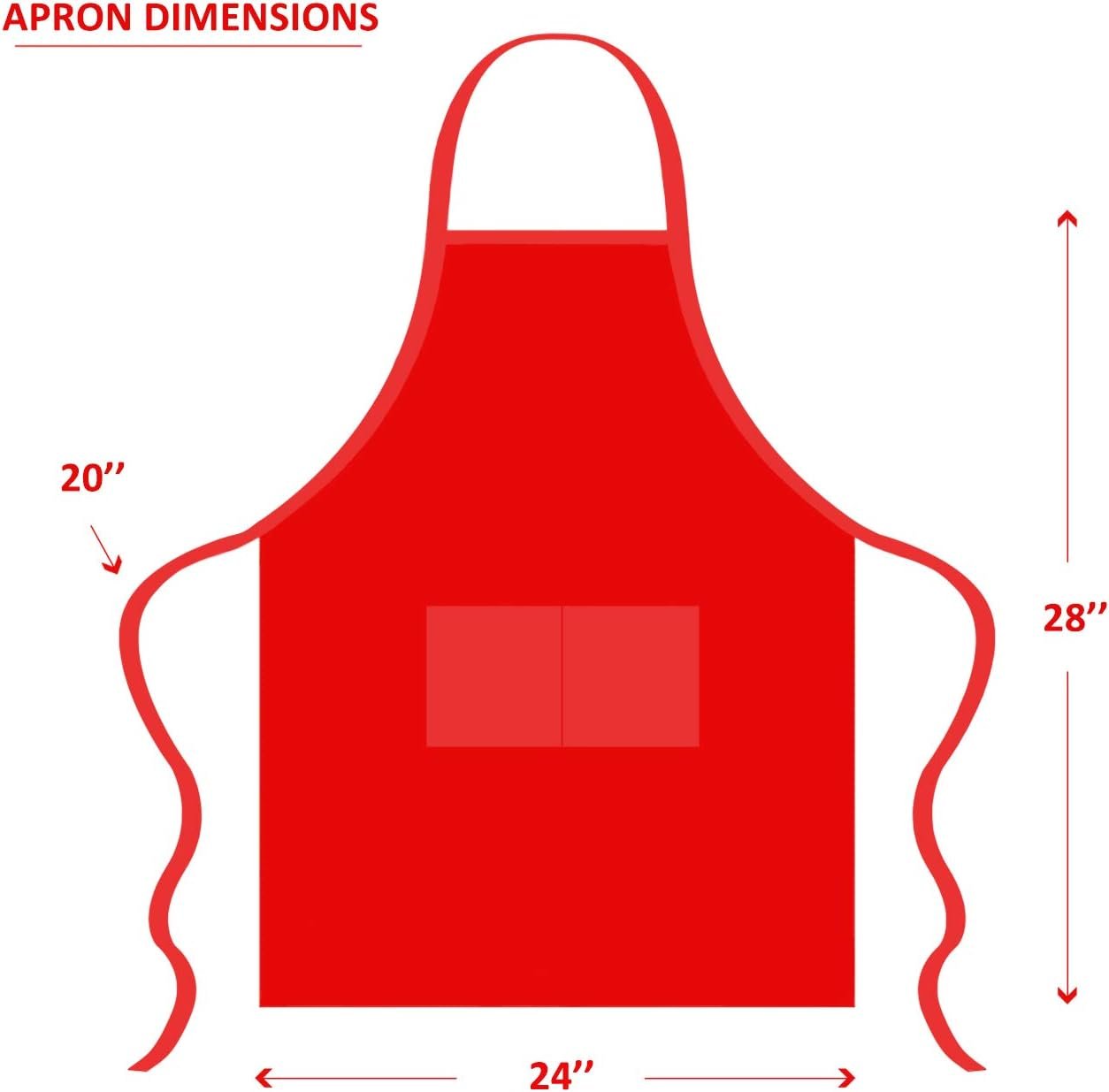 9 Pack Bib Christmas Red Apron for Women Girls Ladies with Pockets - Kitchen Aprons Bulk for Cooking Painting BBQ Grilling Baking (9 Pack, Red) - Image 2