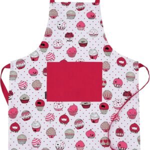 AMOUR INFINI Cotton Aprons for Women with Pocket, Adjustable Strap & Waist Ties - Printed Aprons for Baking, Cooking, Gardening (27.5 x 33 Inches)
