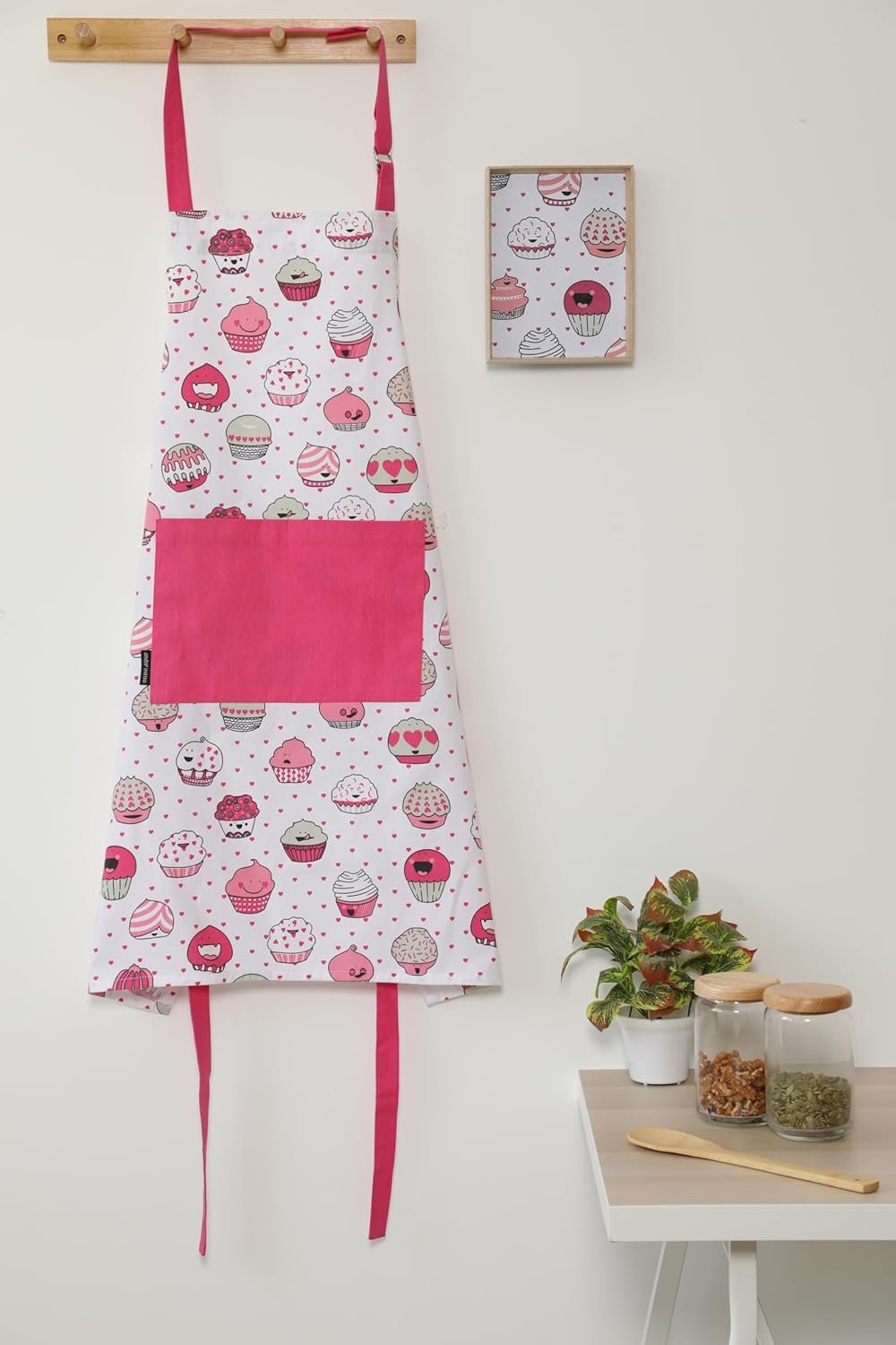 AMOUR INFINI Cotton Aprons for Women with Pocket, Adjustable Strap & Waist Ties - Printed Aprons for Baking, Cooking, Gardening (27.5 x 33 Inches) - Image 2